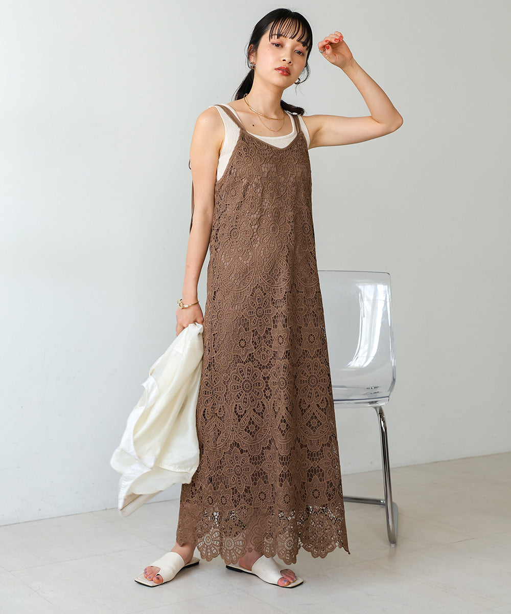 LACE BACK RIBBON CAMI DRESS