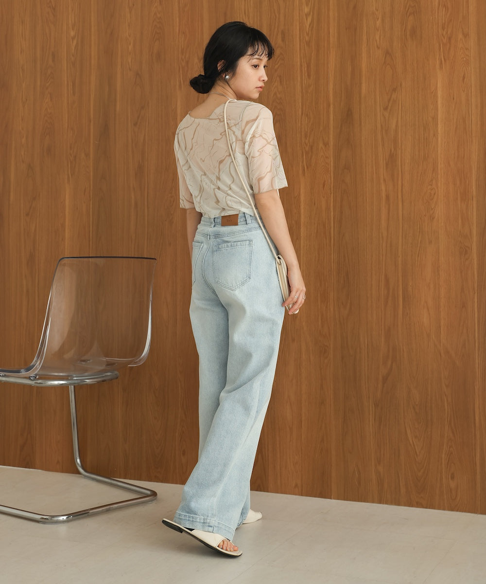 marble sheer mesh tops