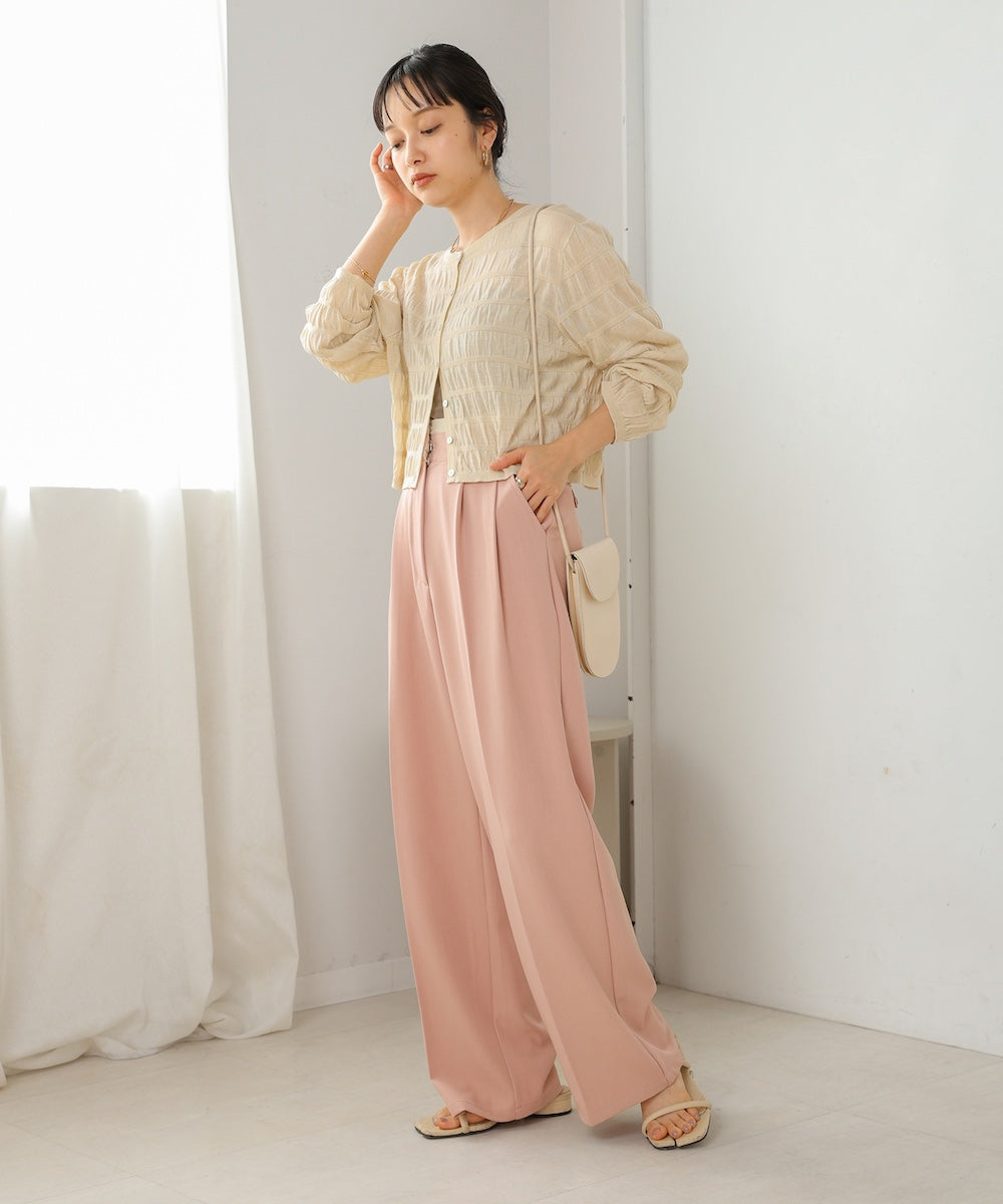 shirred 2way knit tops