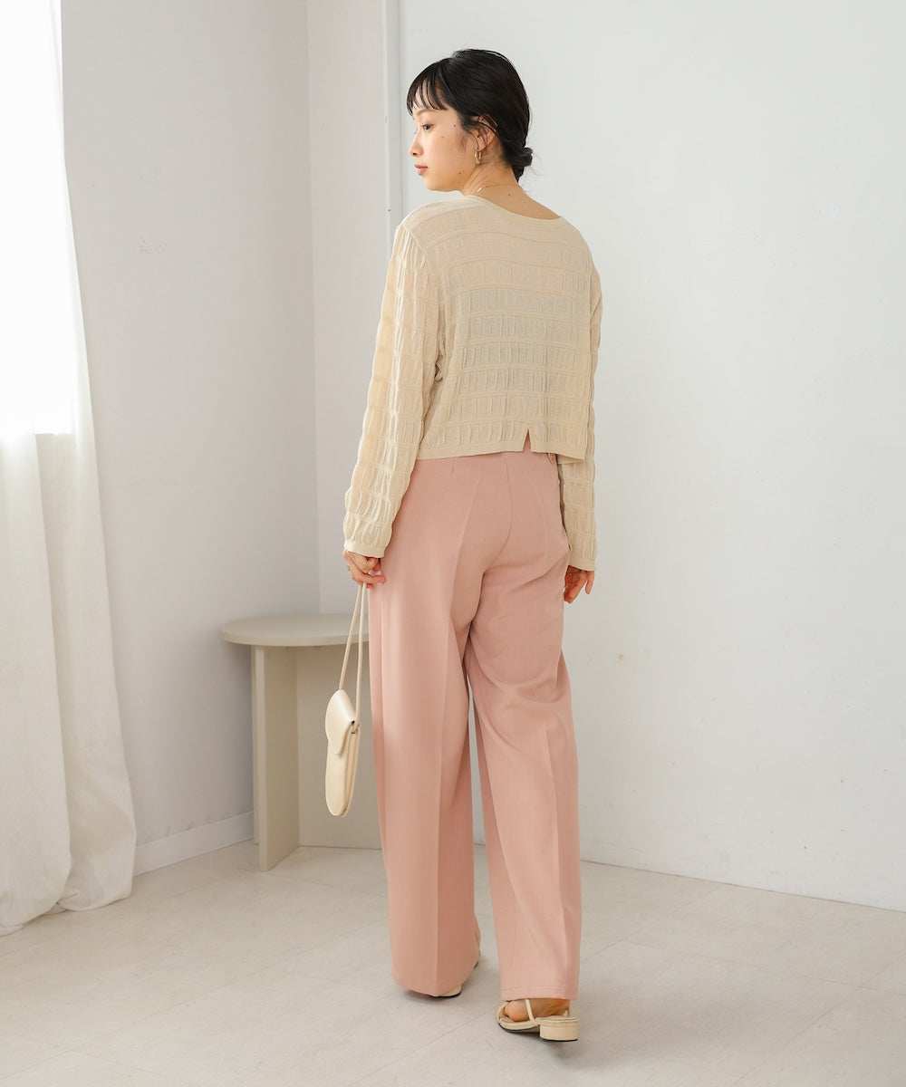 shirred 2way knit tops