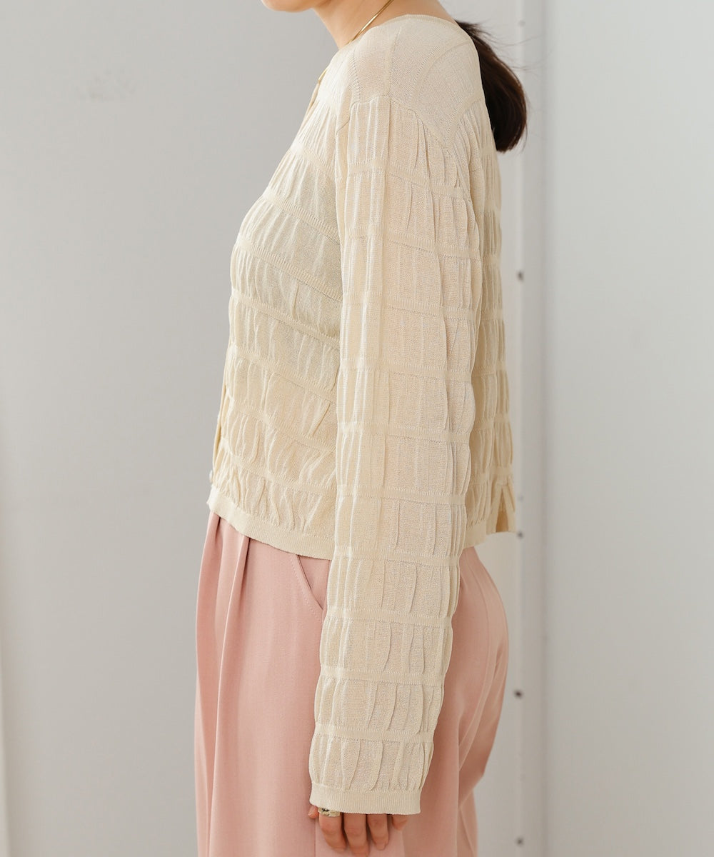 shirred 2way knit tops