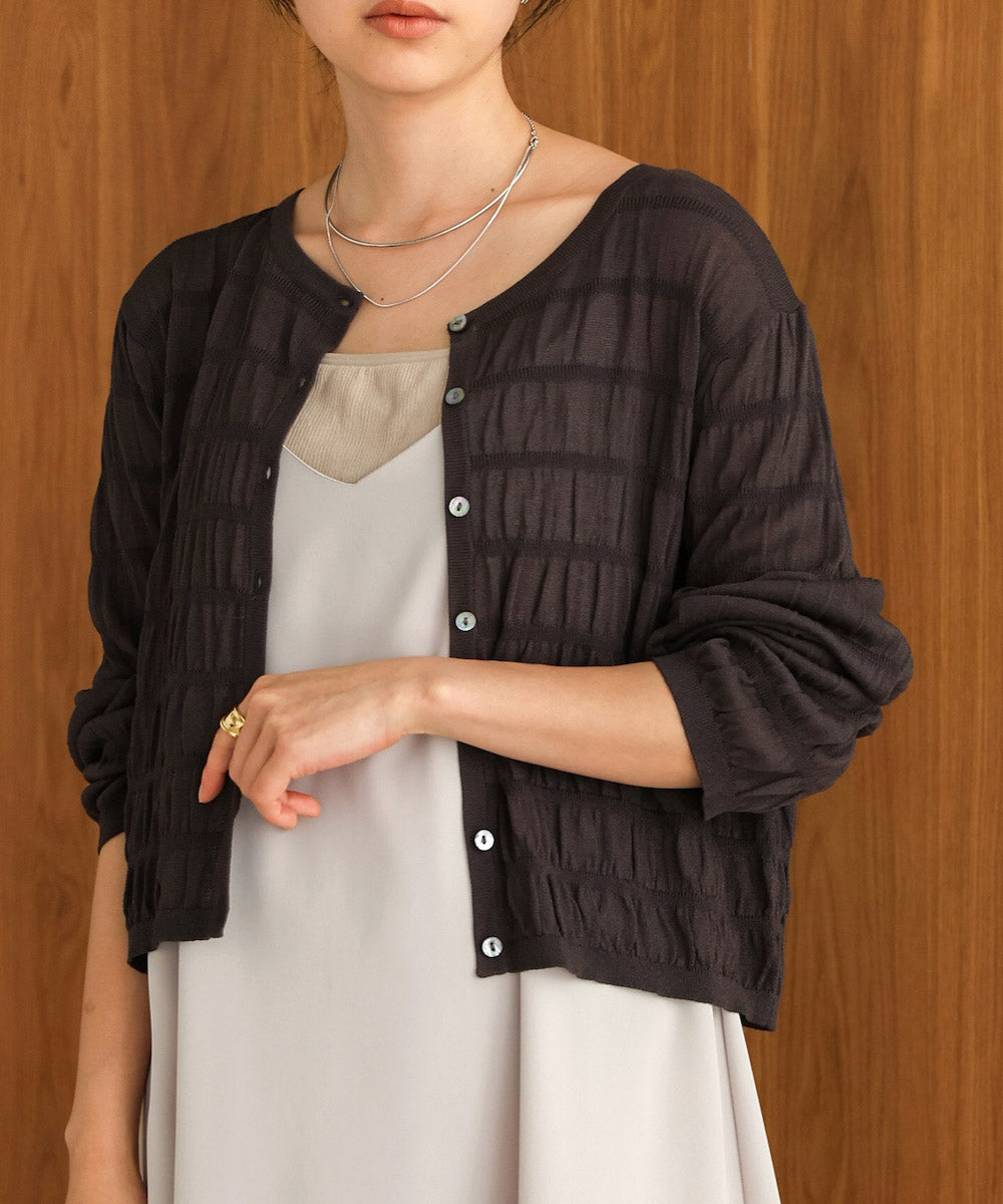 shirred 2way knit tops