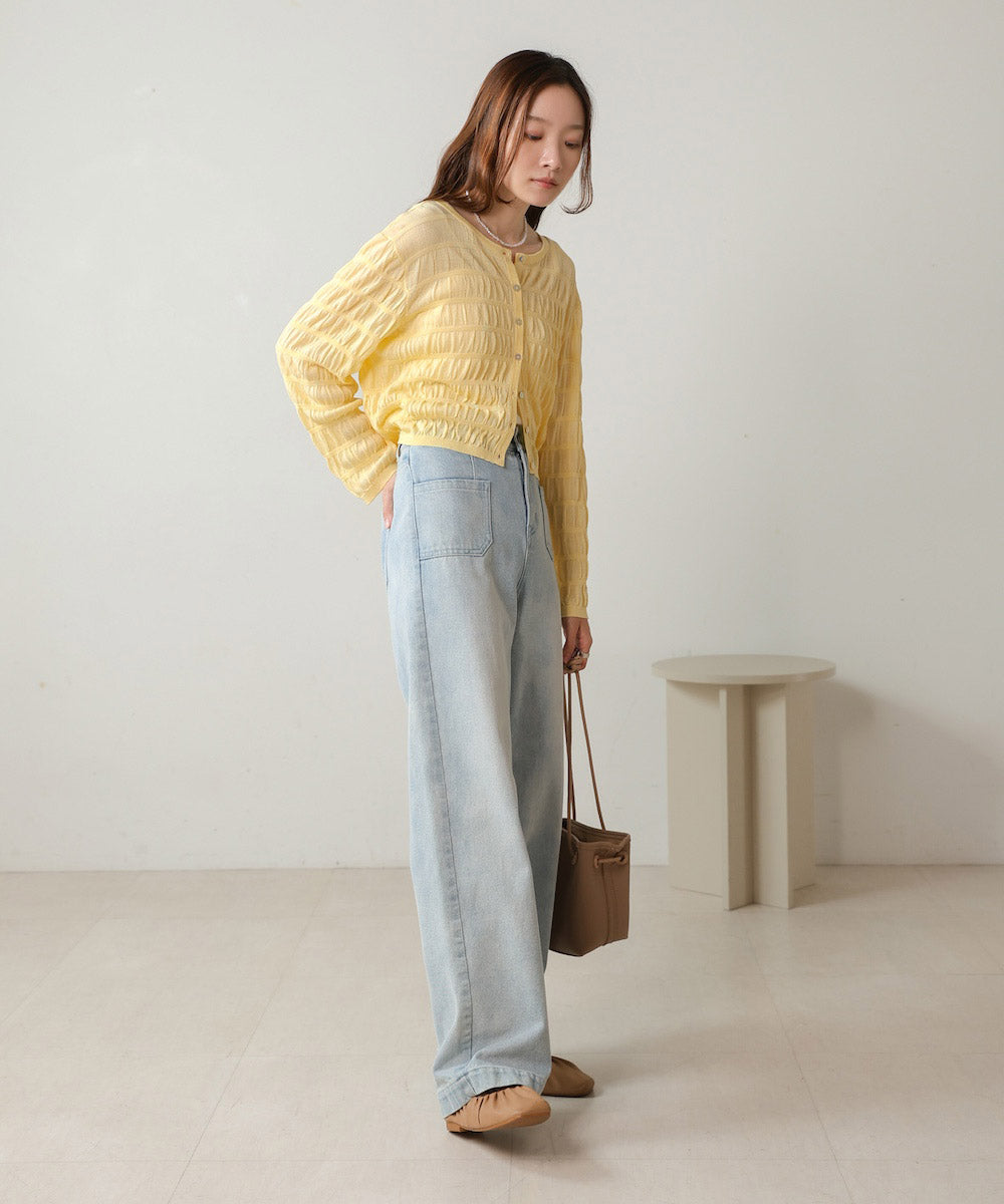 shirred 2way knit tops