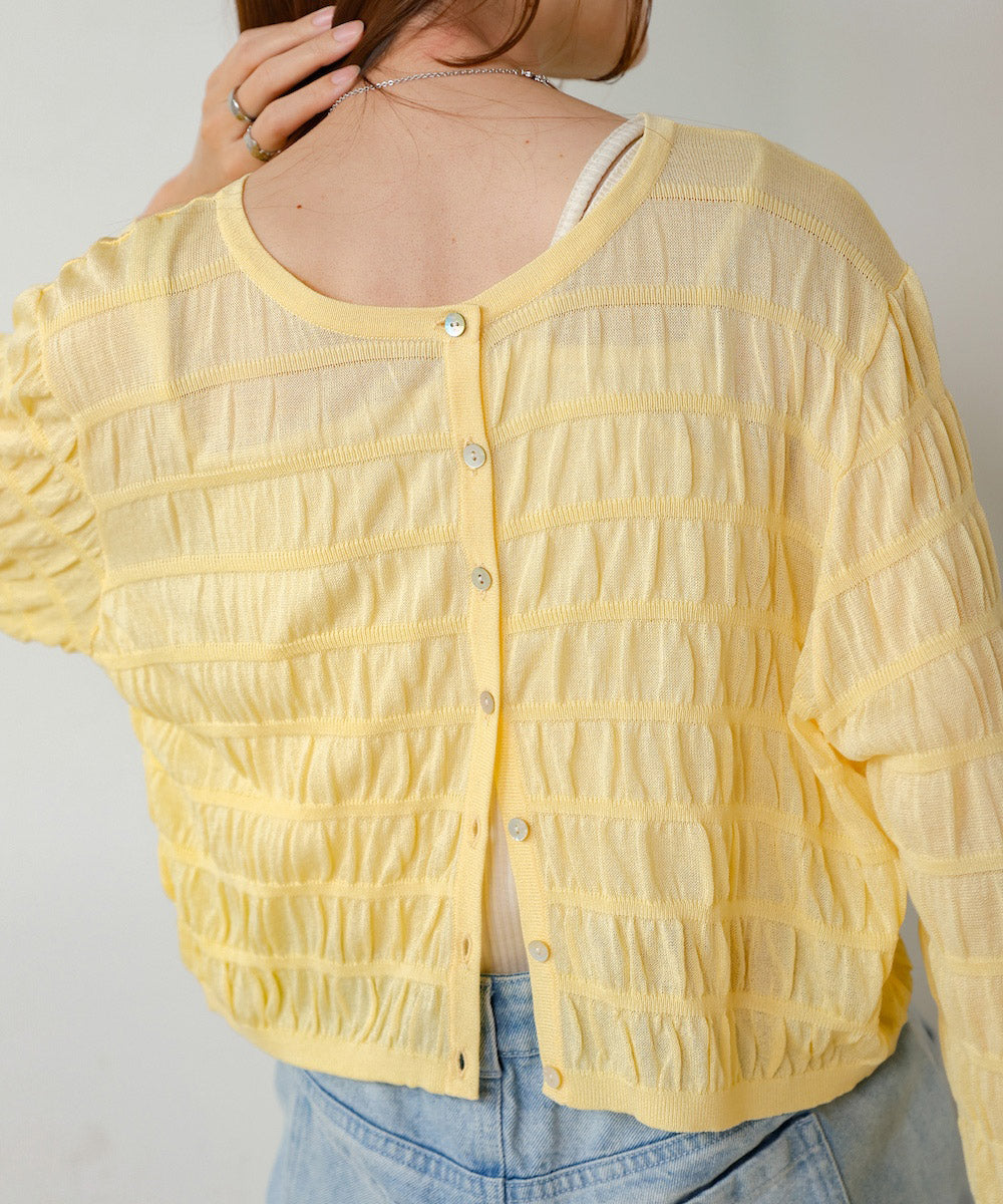 shirred 2way knit tops