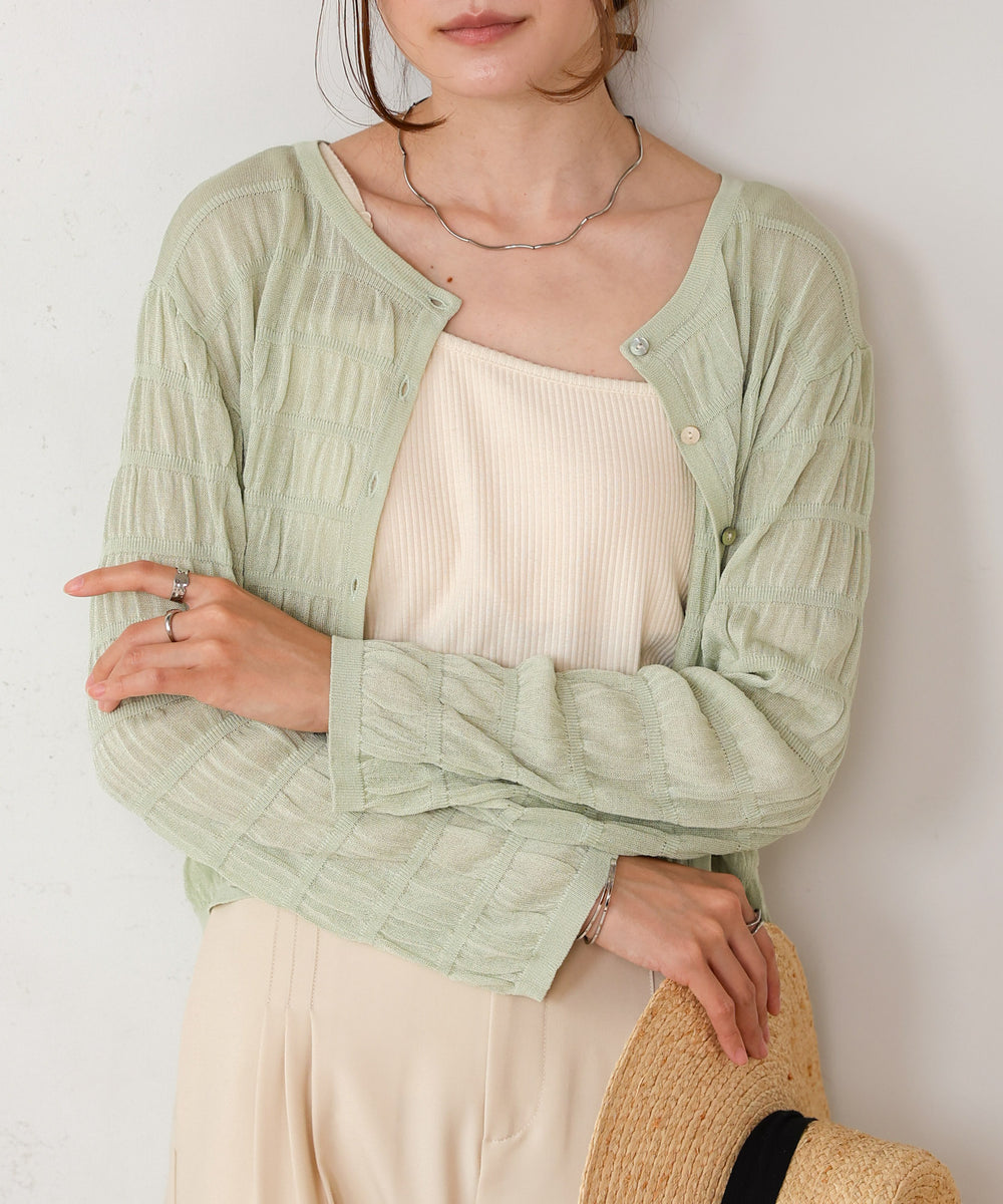 shirred 2way knit tops