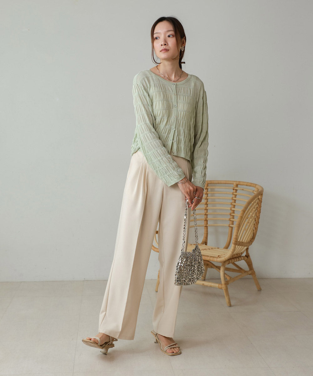 shirred 2way knit tops