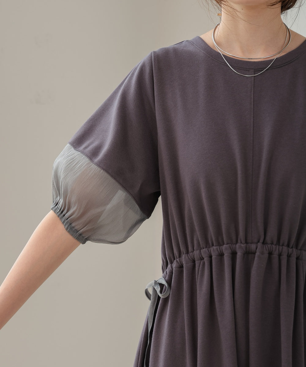 2way sleeve organdy flare onepiece