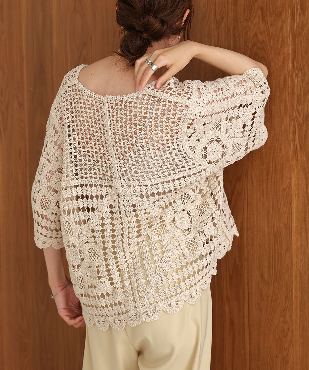 【2024SS】クロシェ半袖カーディガン