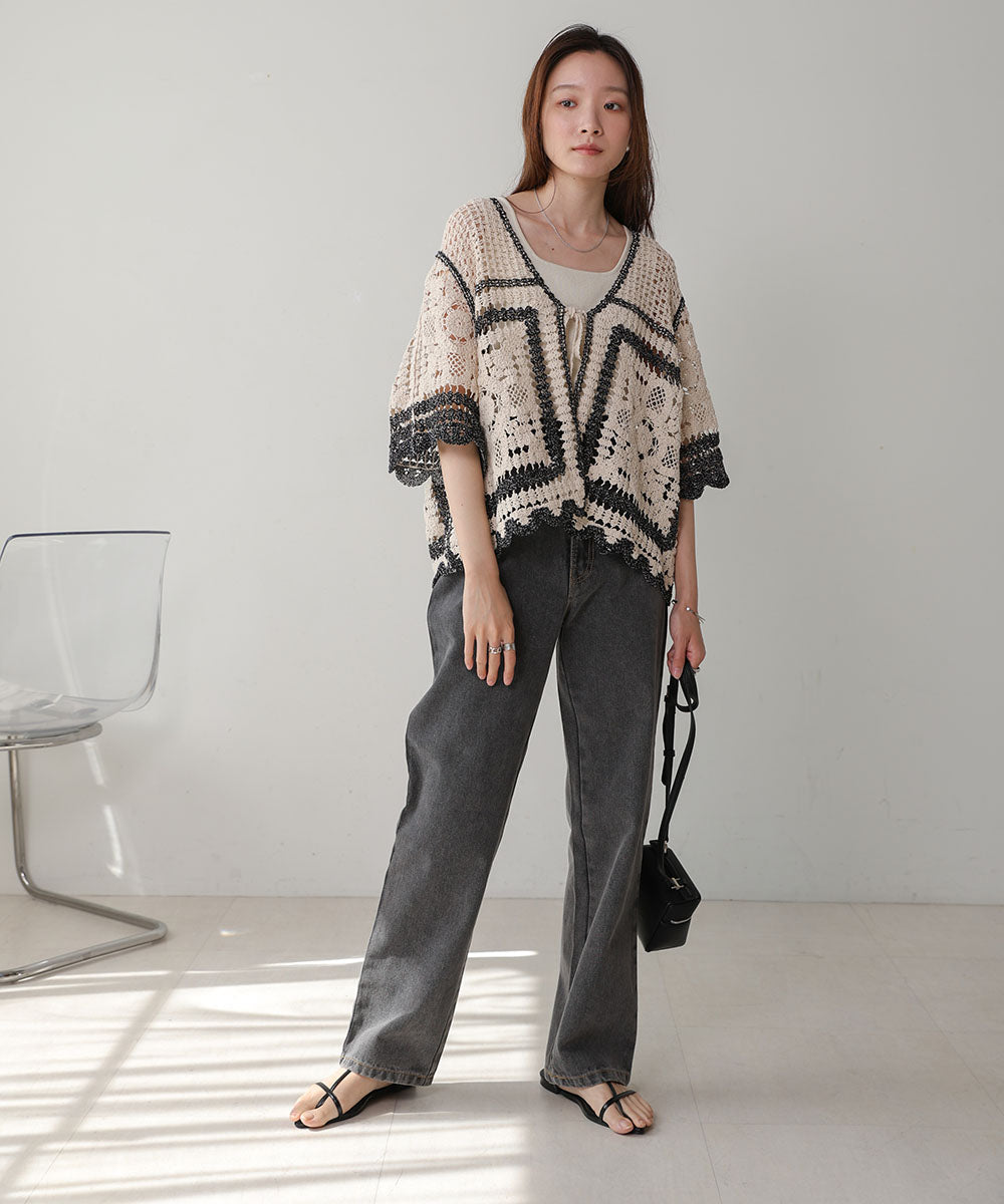 【2024SS】クロシェ半袖カーディガン