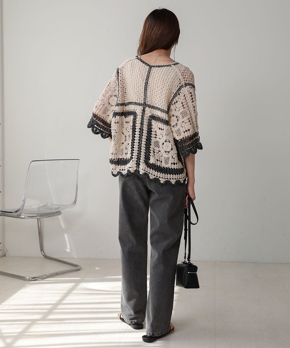 【2024SS】クロシェ半袖カーディガン