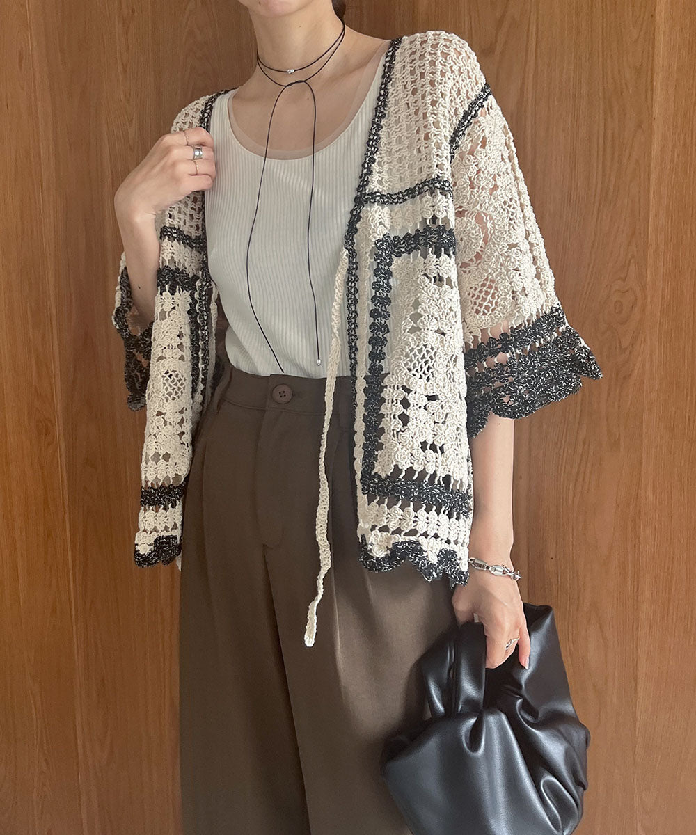 【2024SS】クロシェ半袖カーディガン