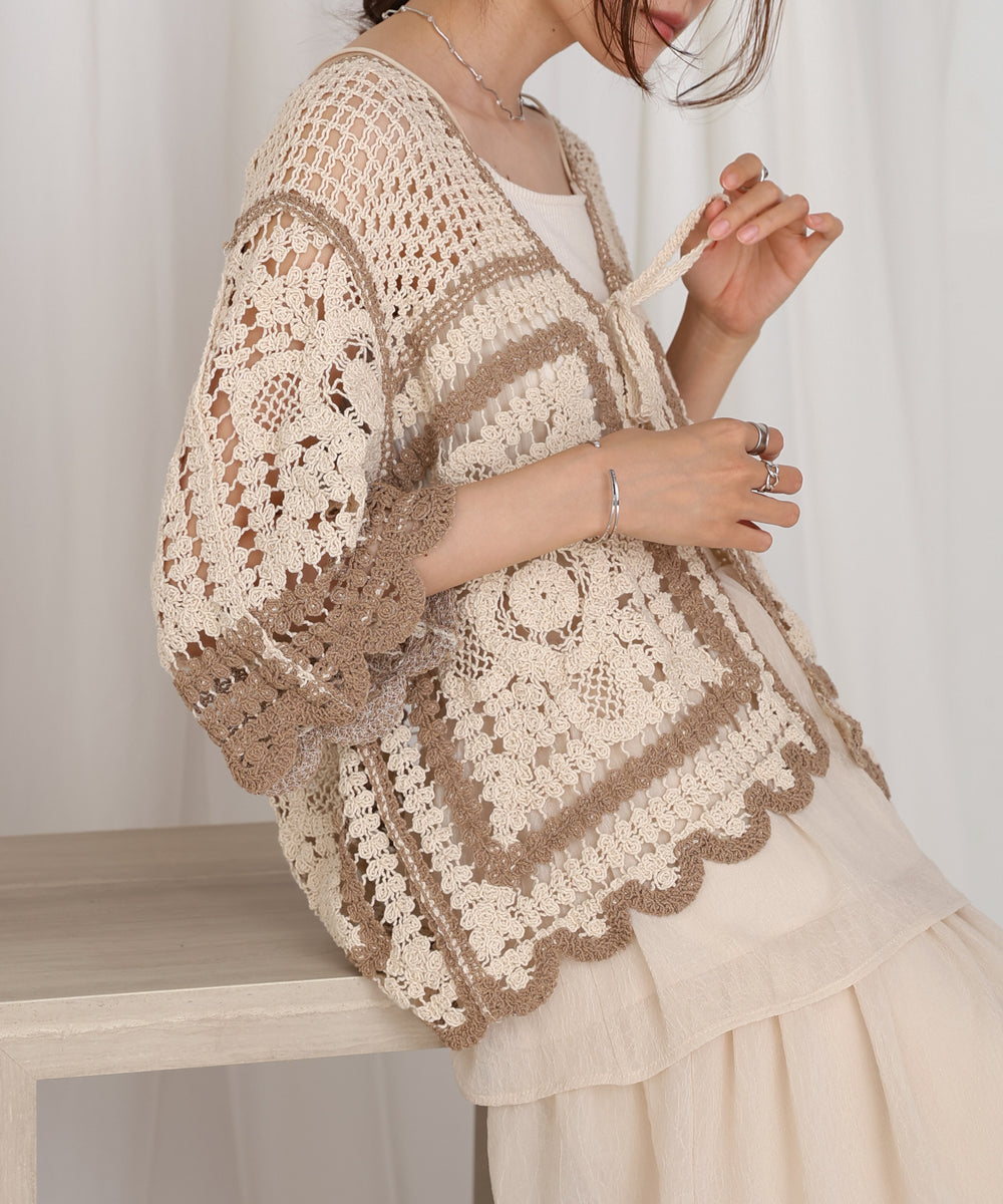 【2024SS】クロシェ半袖カーディガン