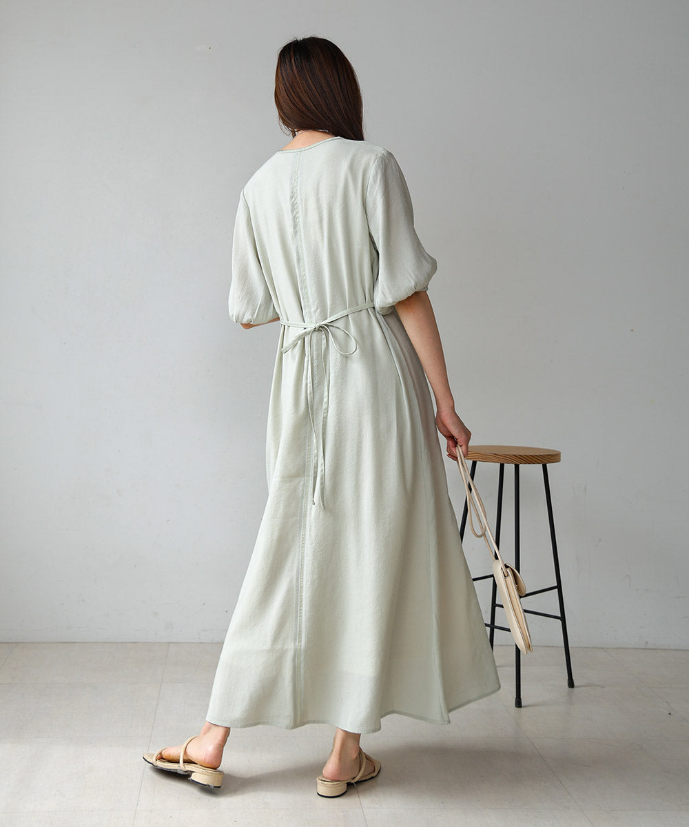HALF SLEEVE JACQUARD SWITCHING ONEPIECE
