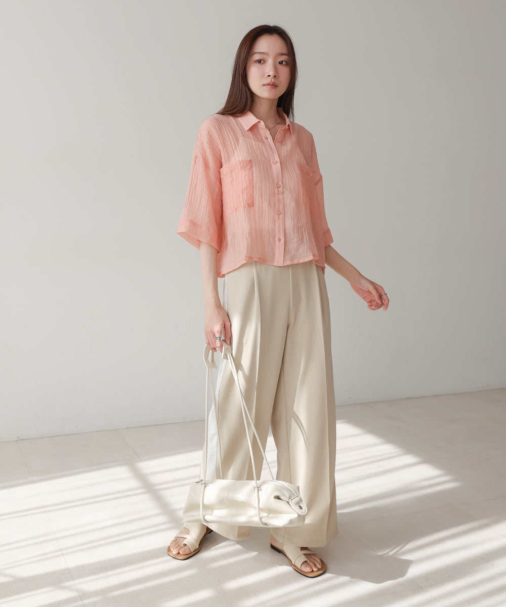 シアーショートシャツブラウス