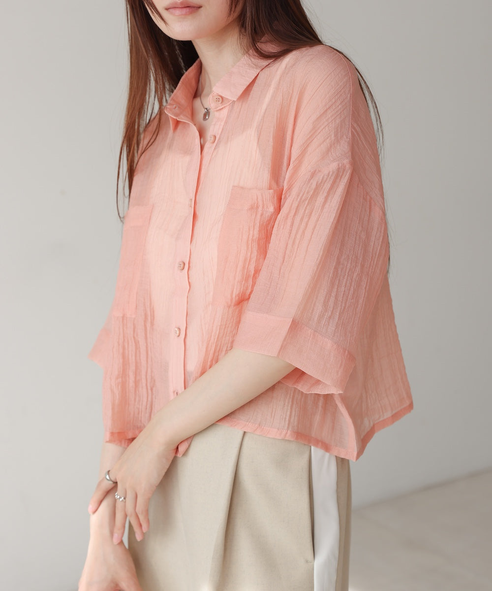 シアーショートシャツブラウス