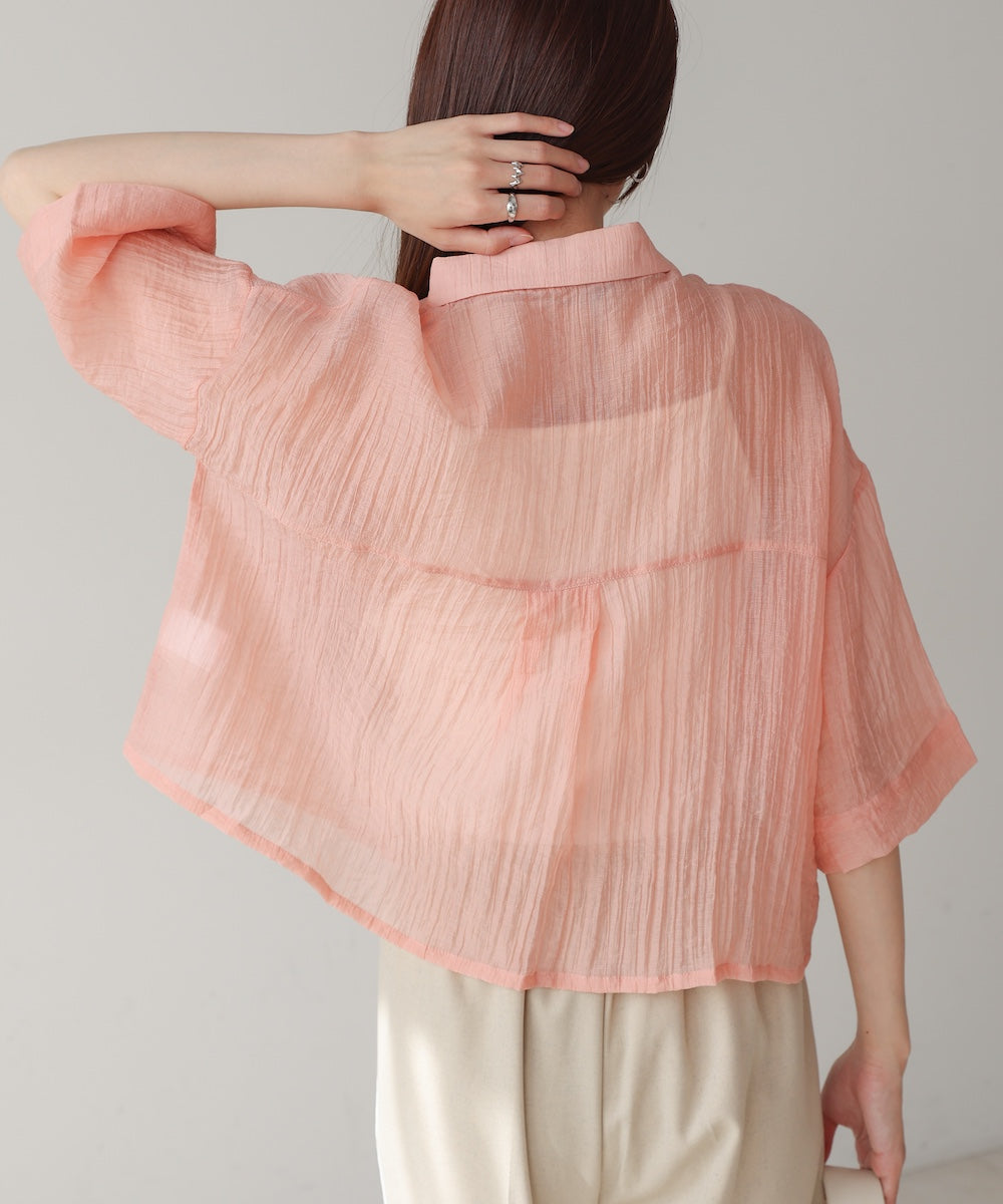 シアーショートシャツブラウス