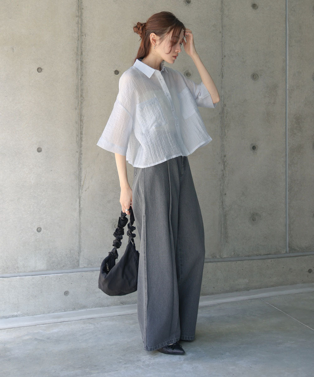 シアーショートシャツブラウス