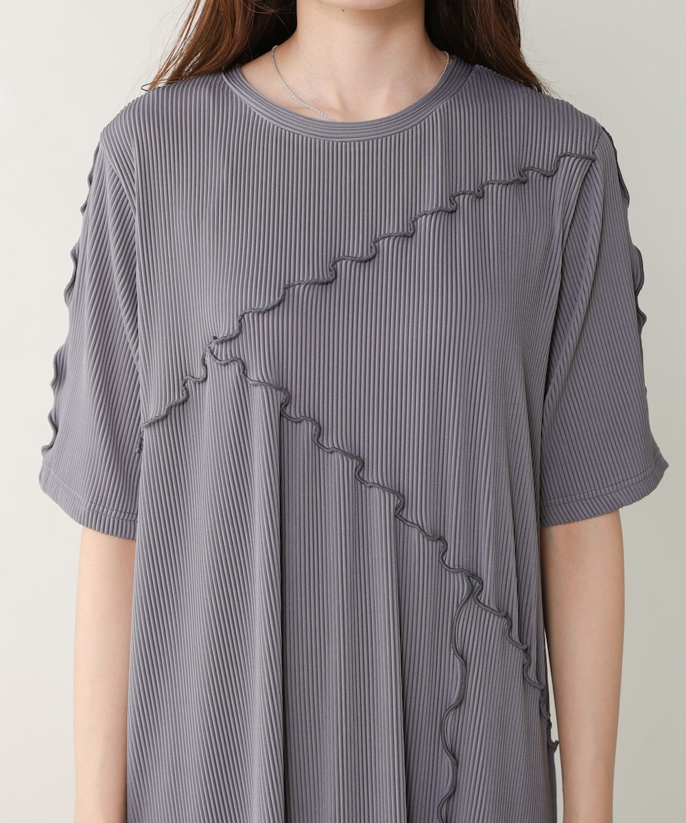 mellow switching striped pleated onepiece