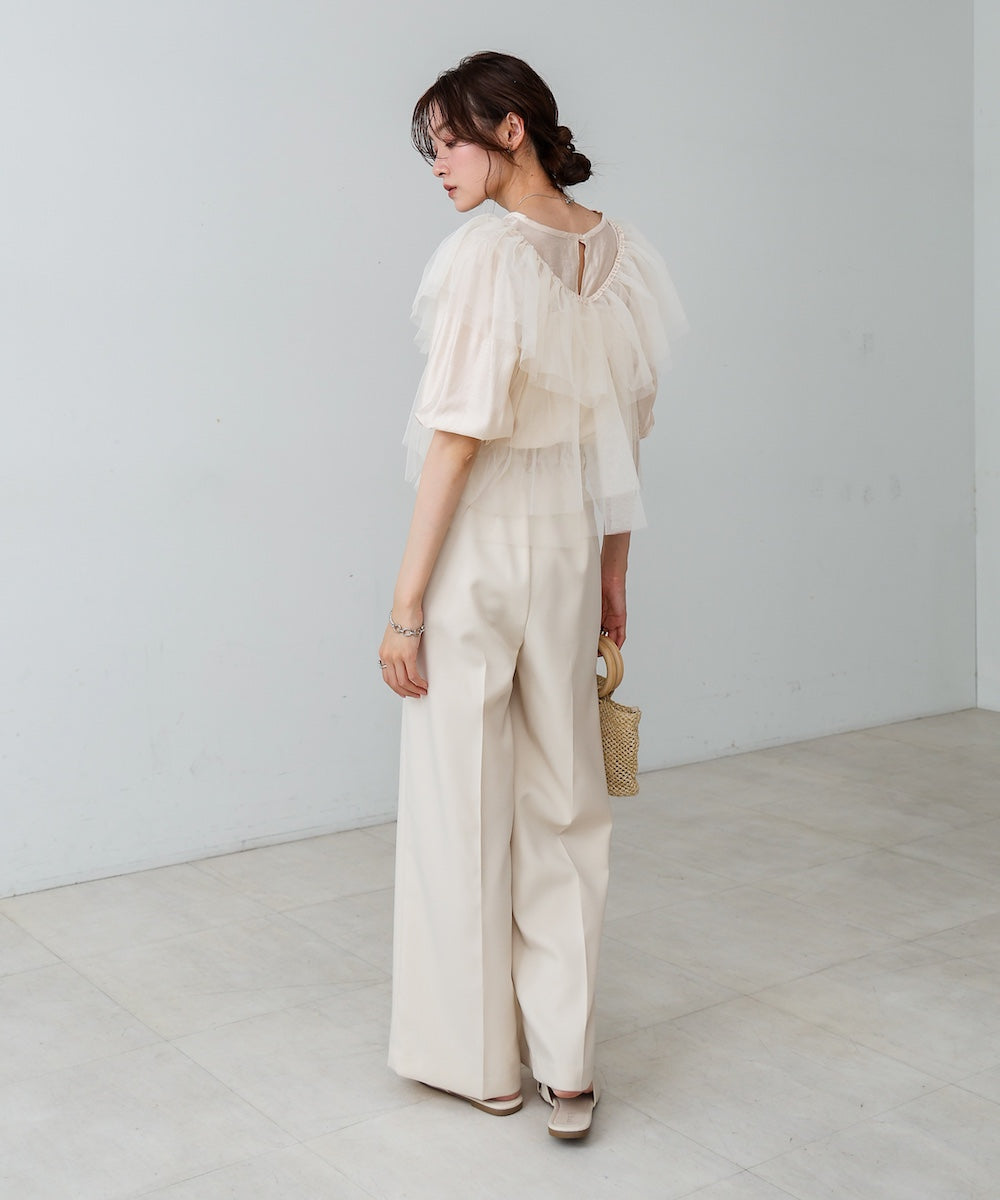 【2点セット】チュールビスチェ+ボリュームスリーブブラウスセット