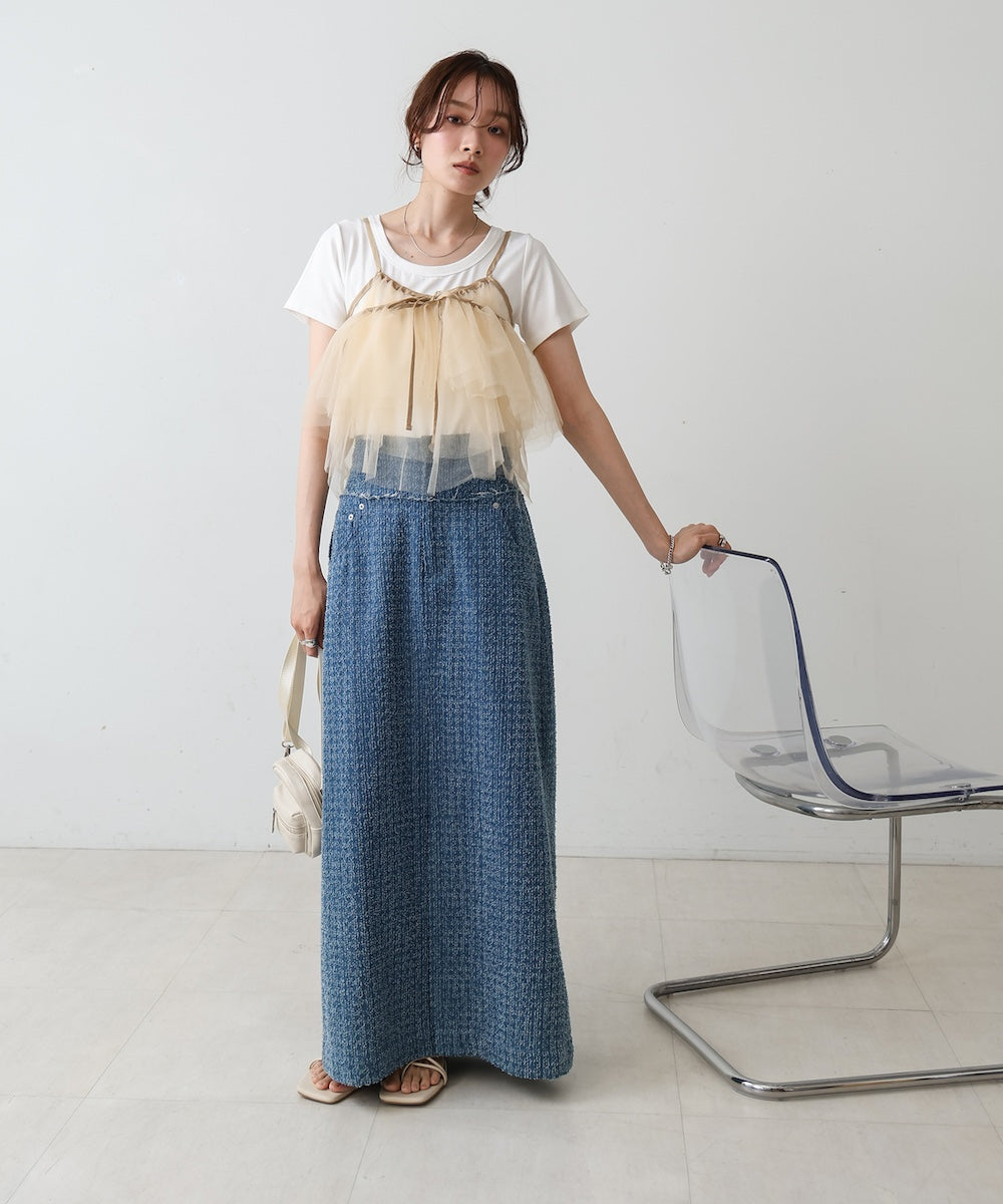 【2点セット】チュールビスチェ+ボリュームスリーブブラウスセット