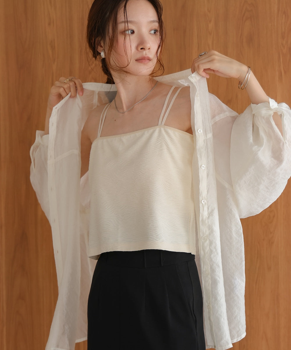 カップ付キショート丈ジャガードキャミソール