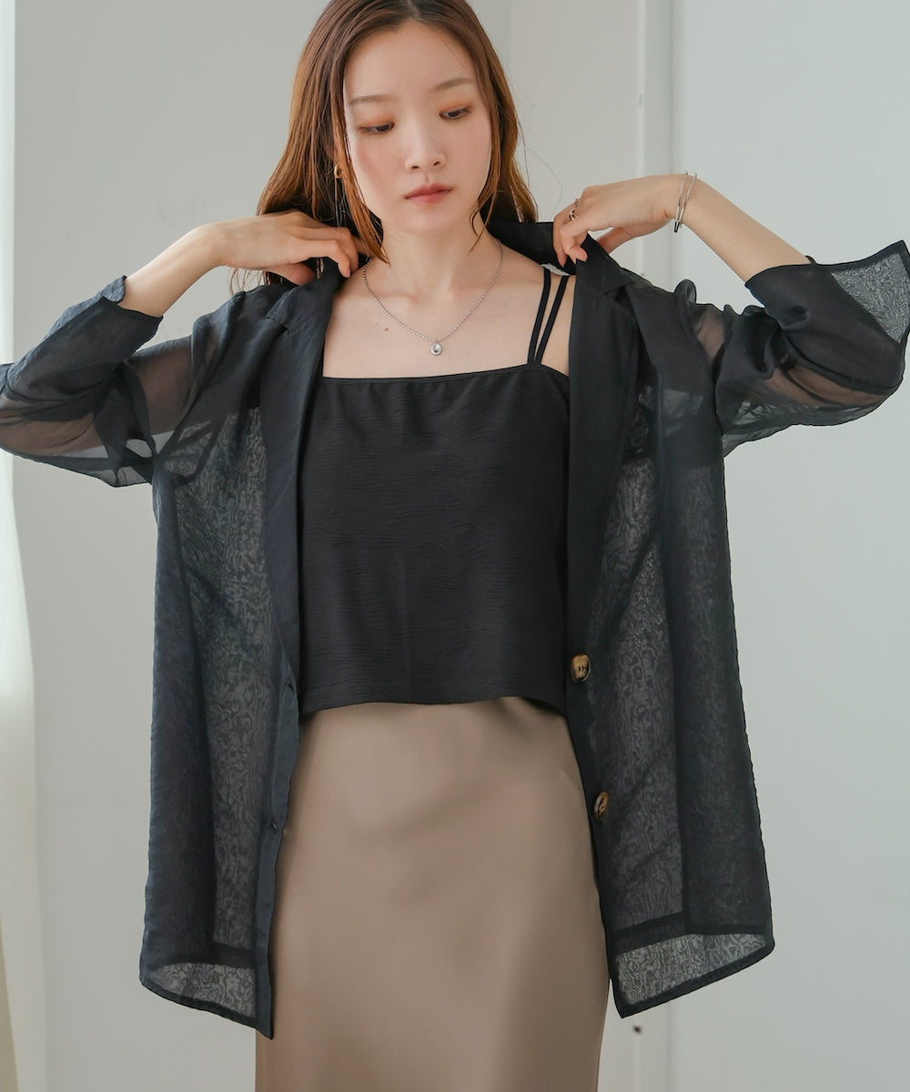 カップ付キショート丈ジャガードキャミソール