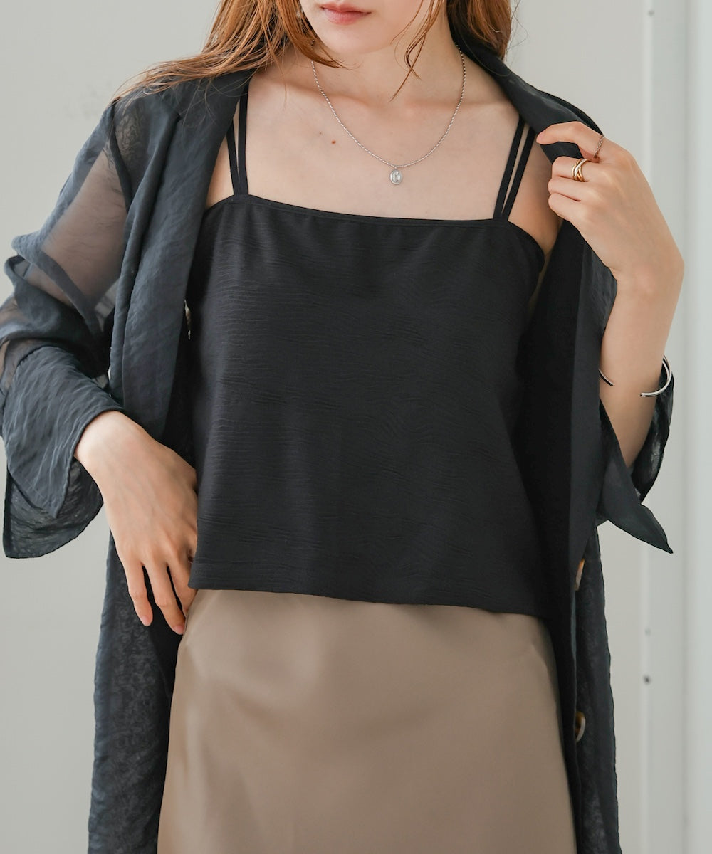 カップ付キショート丈ジャガードキャミソール