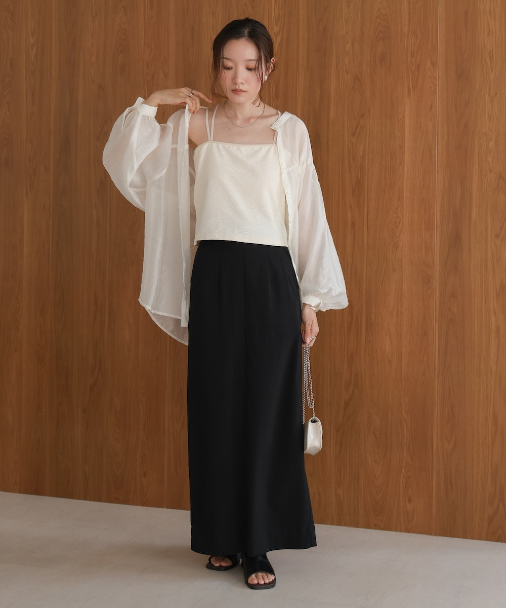 カップ付キショート丈ジャガードキャミソール