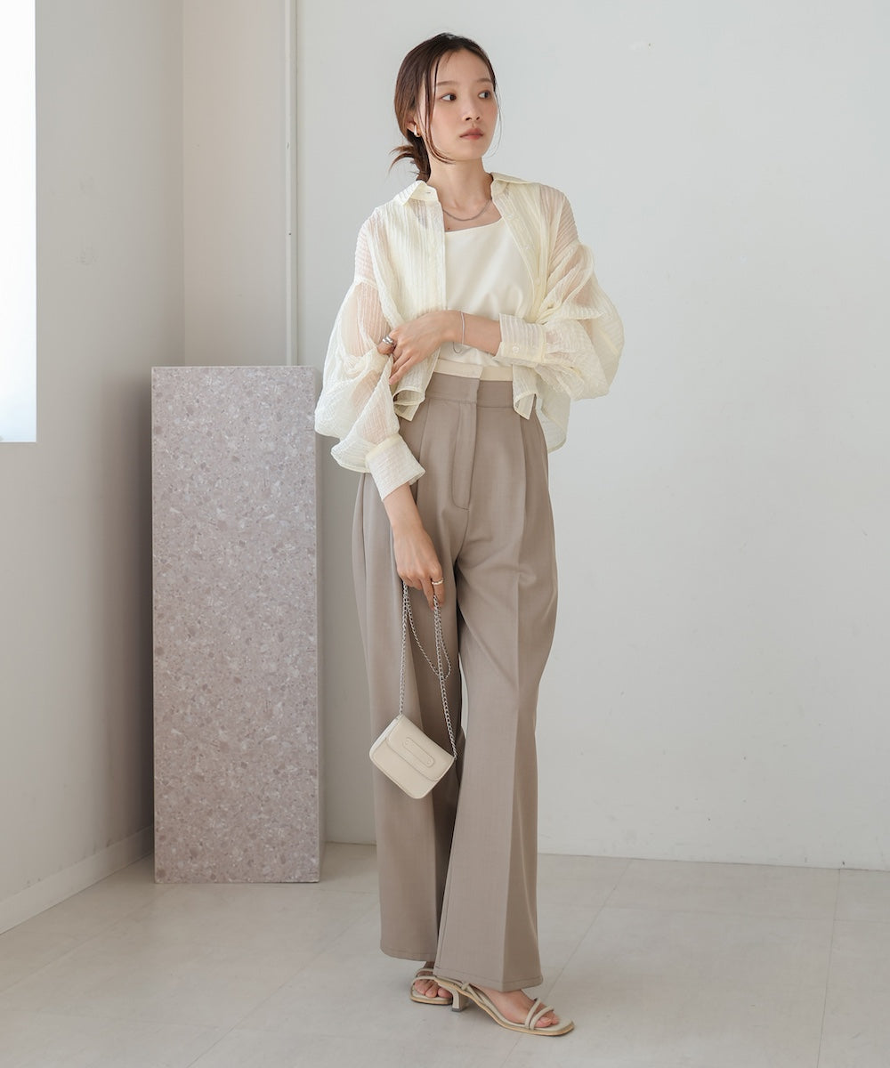 tuck sleeve compact sheer shirt blouse