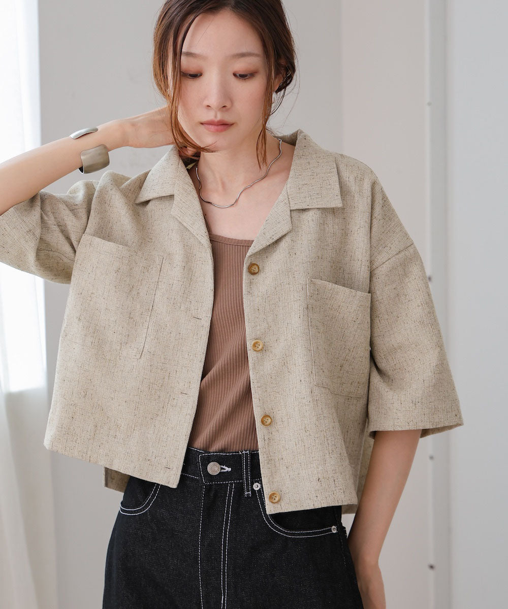 オープンカラーハーフスリーブシャツ