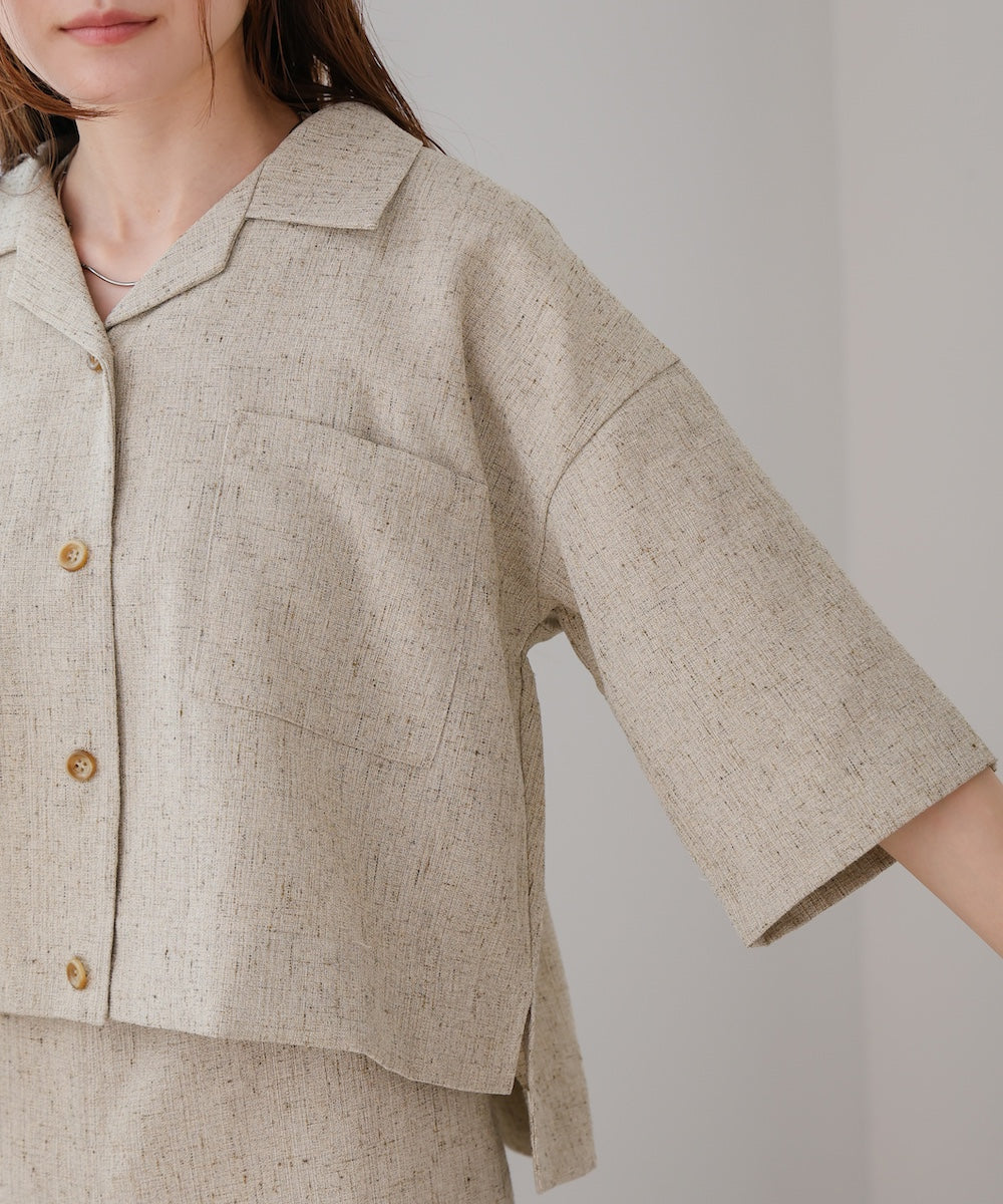 オープンカラーハーフスリーブシャツ