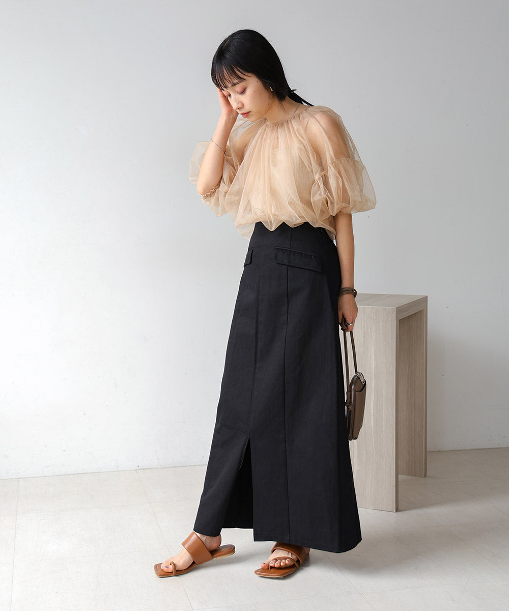 I-LINE SLIT DENIM SKIRT