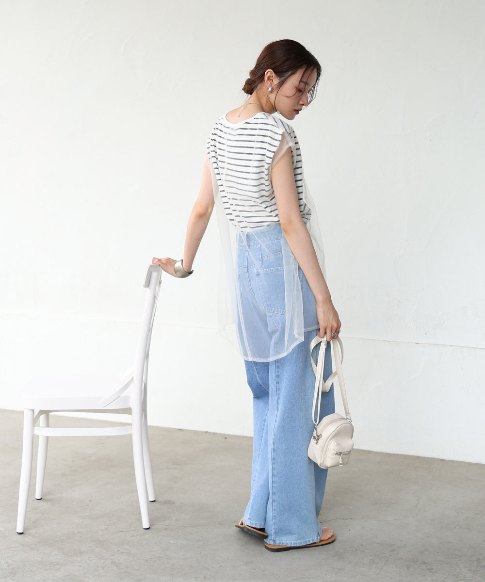 tulle border nosleeve tops