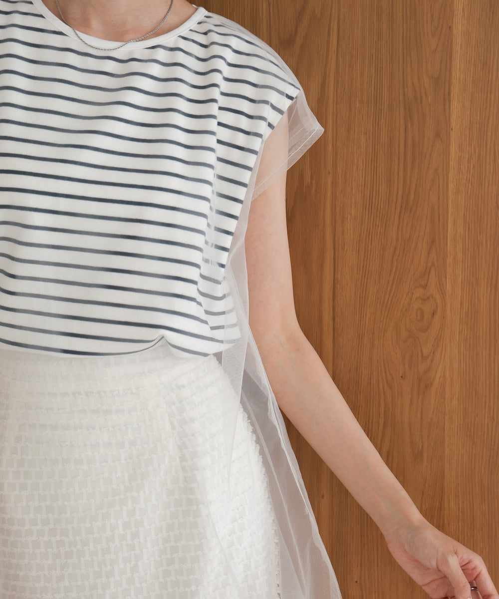 tulle border nosleeve tops