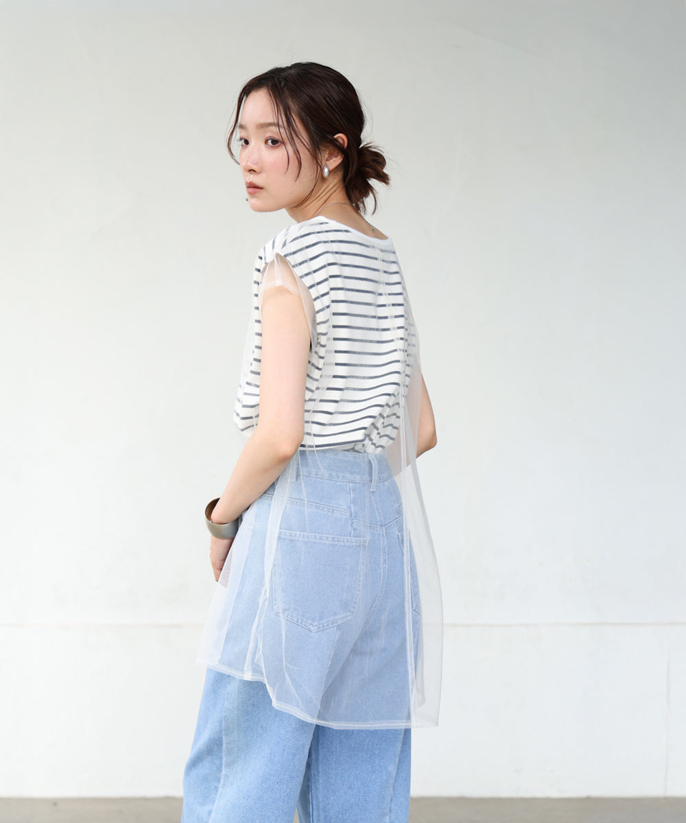 tulle border nosleeve tops