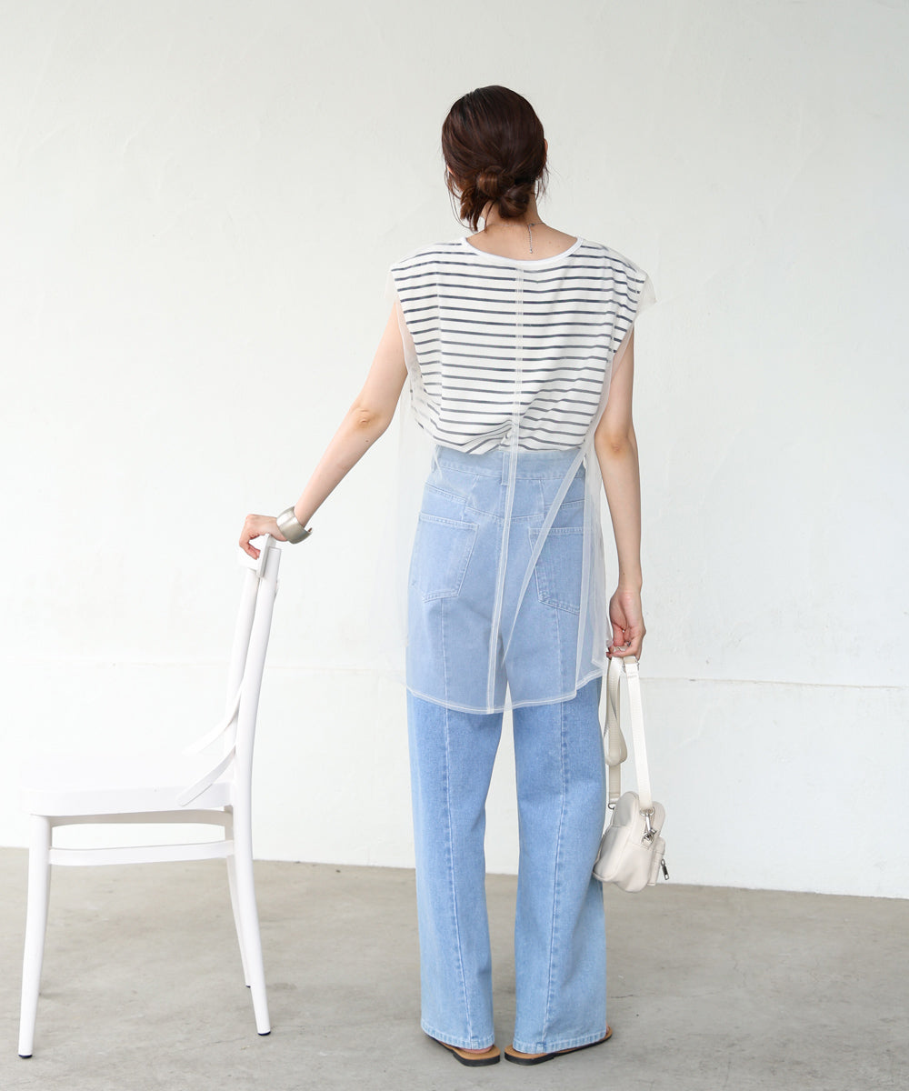 tulle border nosleeve tops