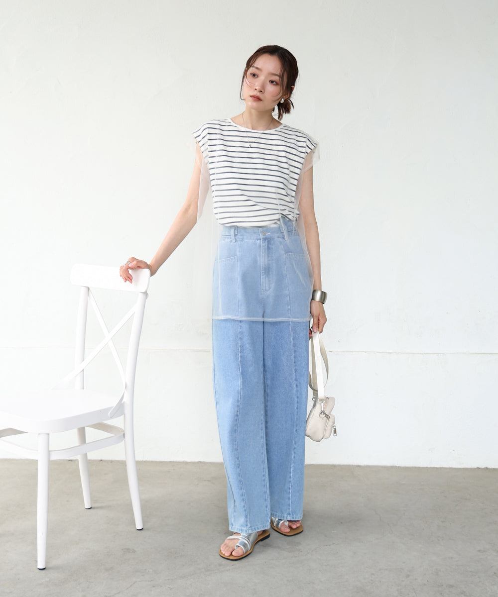 tulle border nosleeve tops