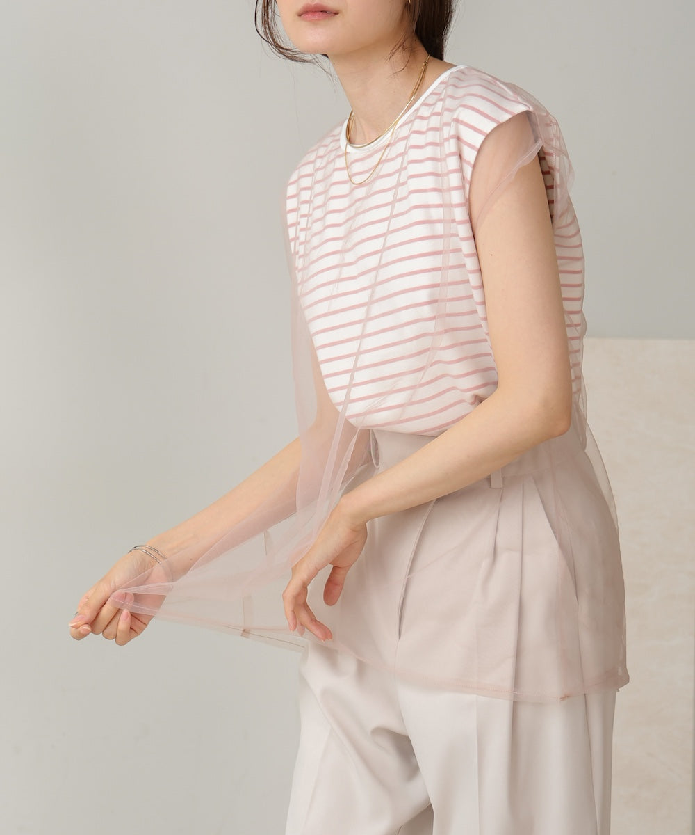 tulle border nosleeve tops