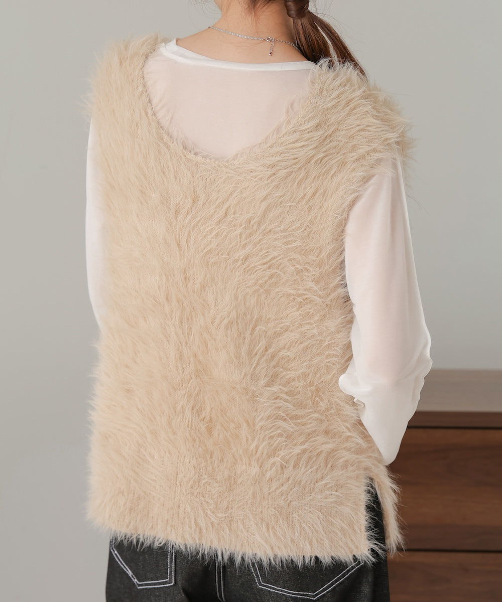 shaggy knit vest