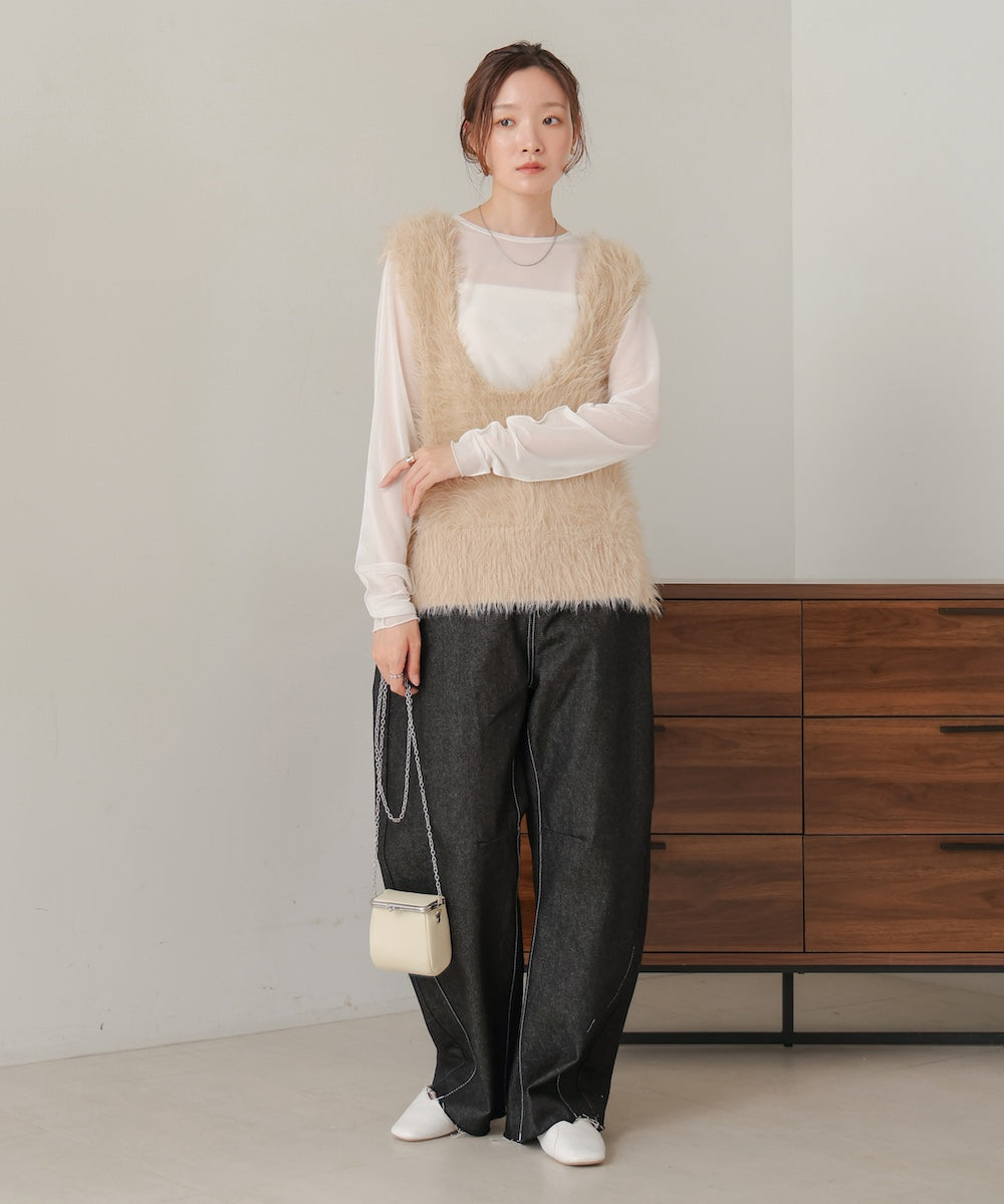 shaggy knit vest