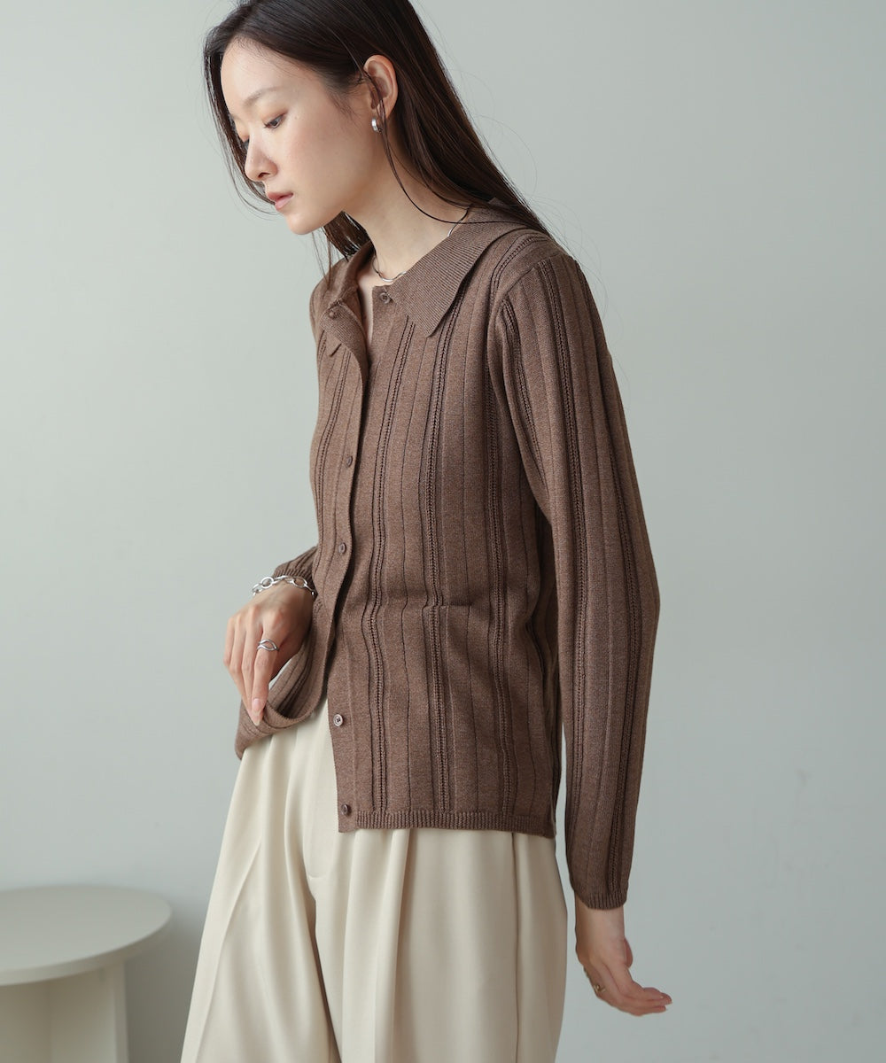 glitter shirt collar knit top