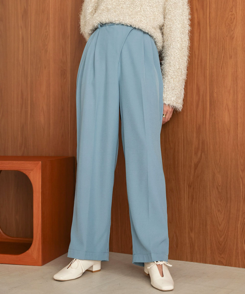 【S・M・Lサイズ展開】ラップ調タック入りスラックス