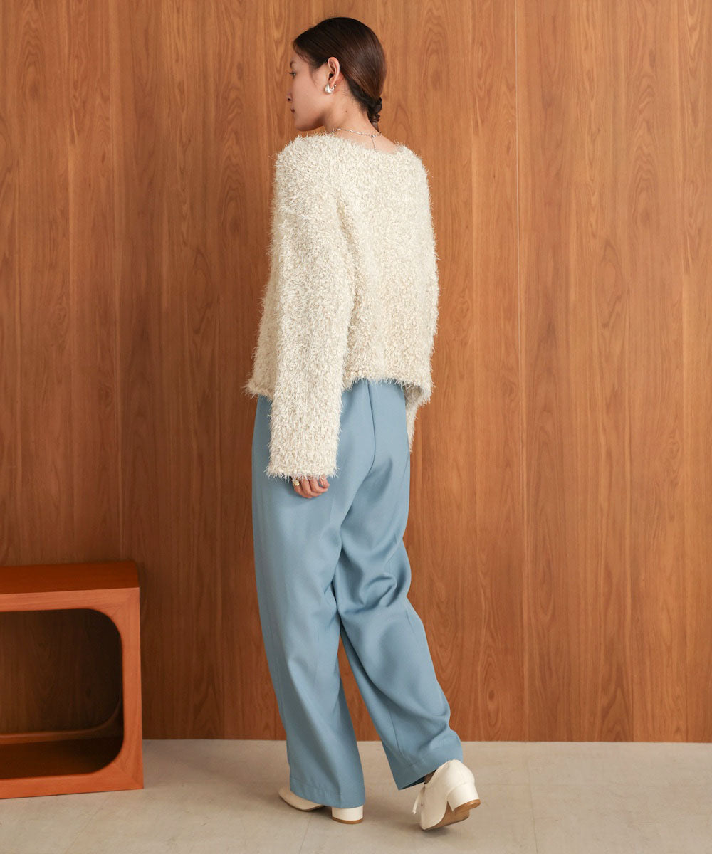 【S・M・Lサイズ展開】ラップ調タック入りスラックス