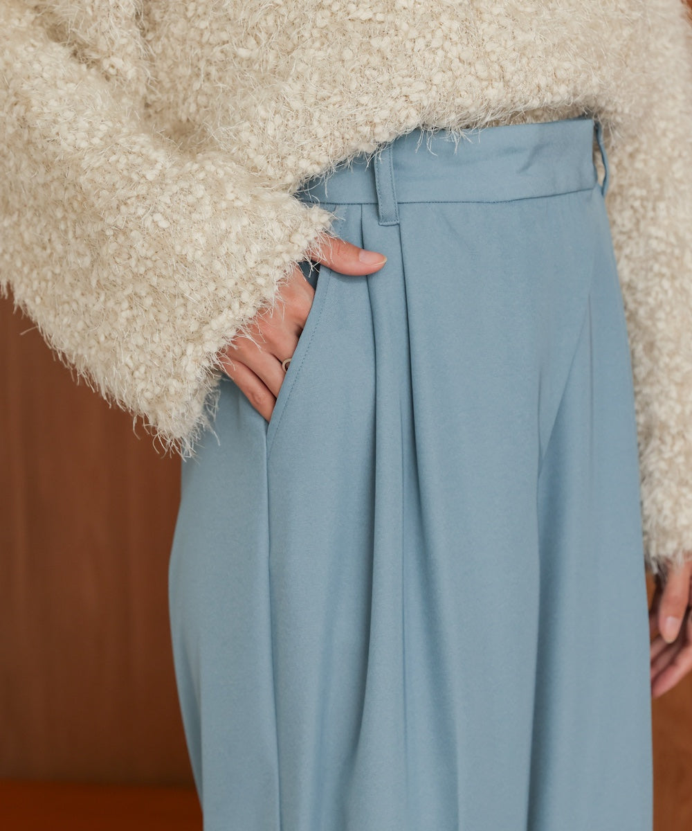 【S・M・Lサイズ展開】ラップ調タック入りスラックス