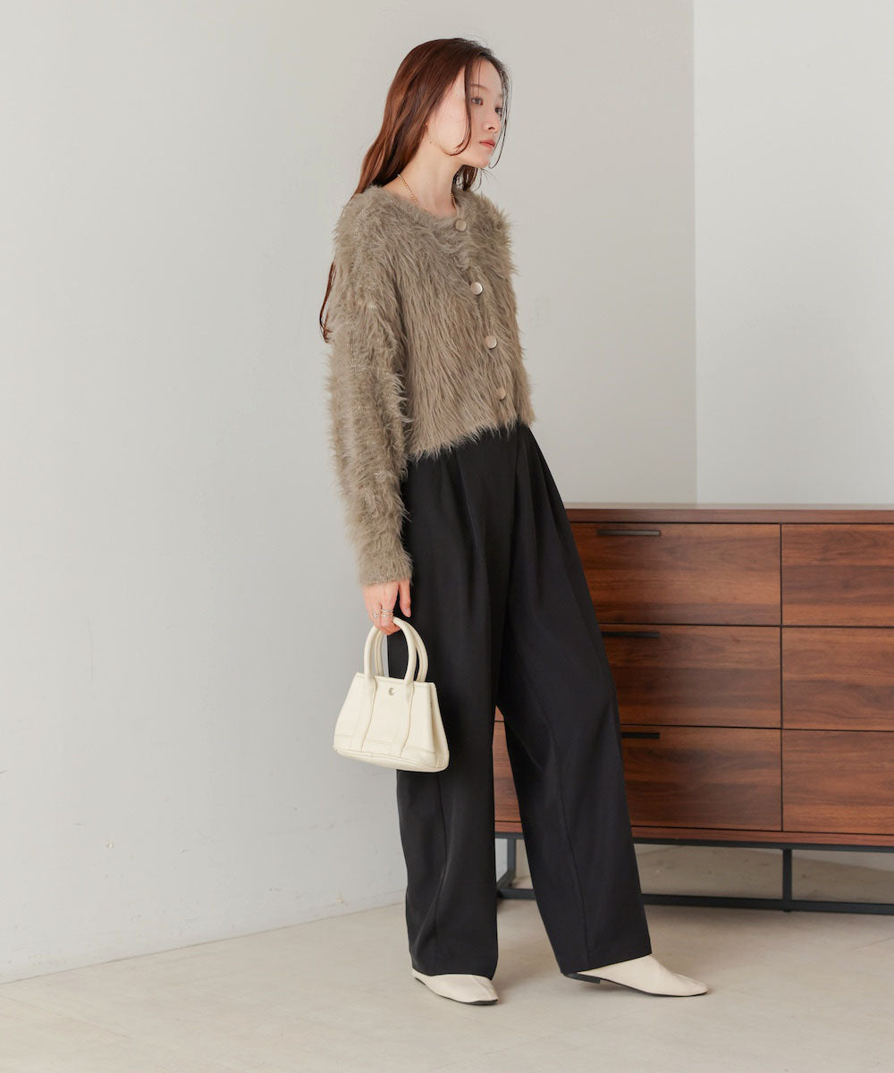 【S・M・Lサイズ展開】ラップ調タック入りスラックス