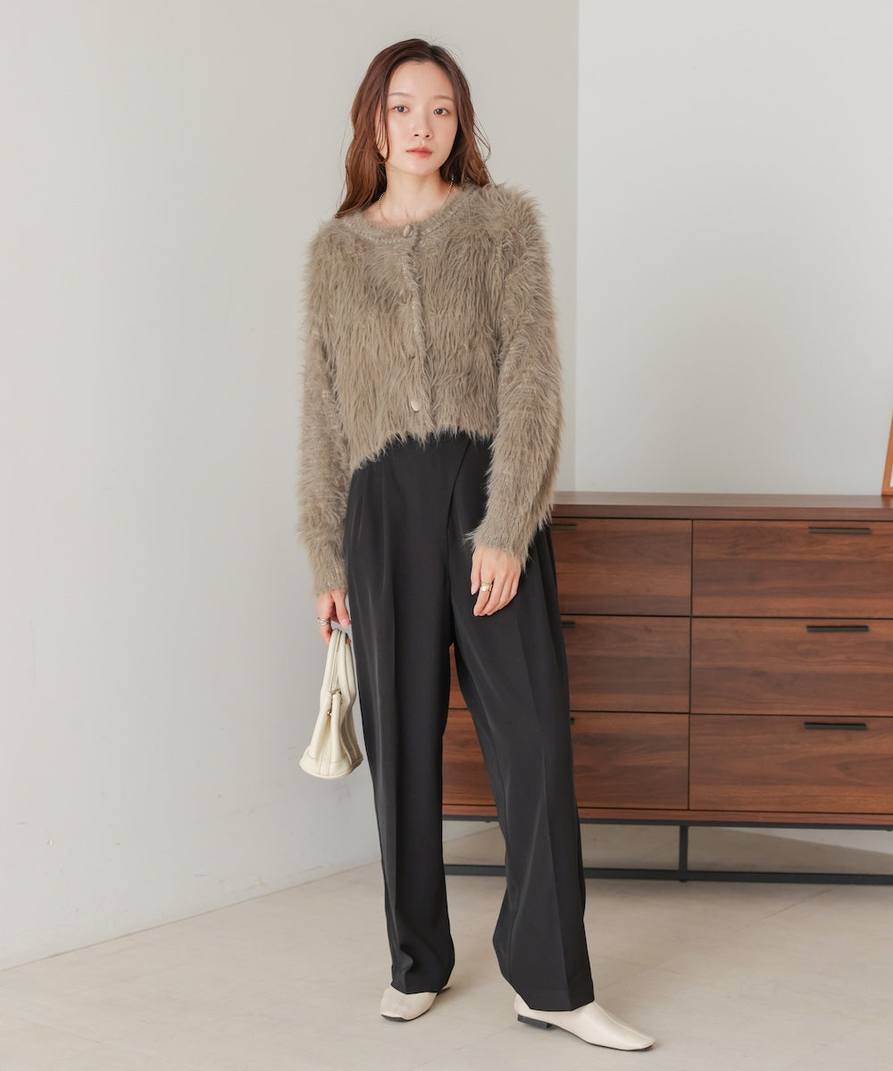 【S・M・Lサイズ展開】ラップ調タック入りスラックス