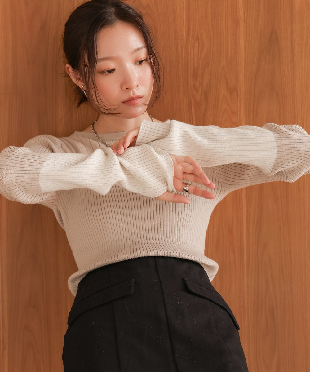 sleeve color block glitter knit tops