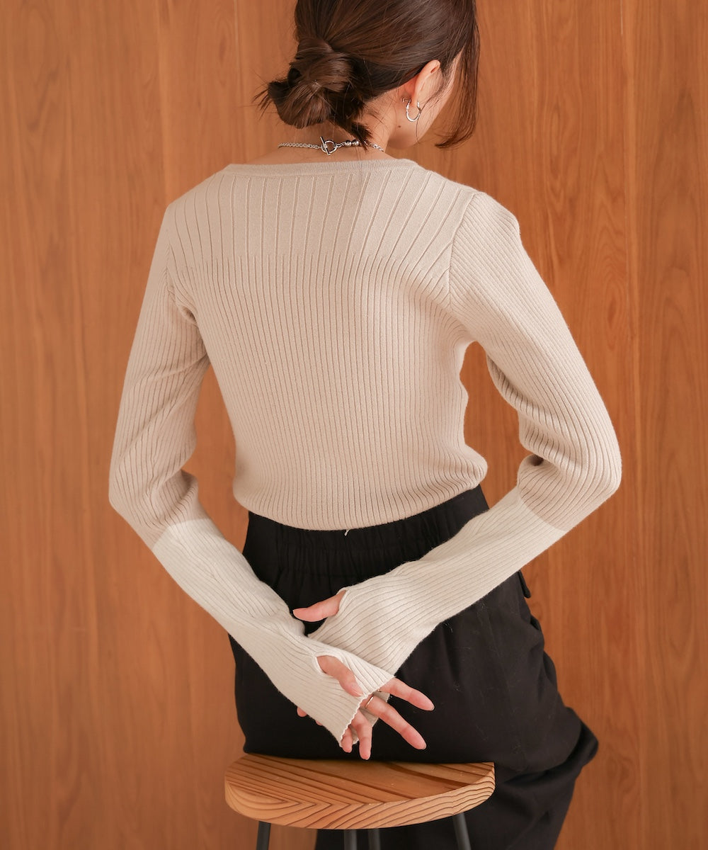 sleeve color block glitter knit tops