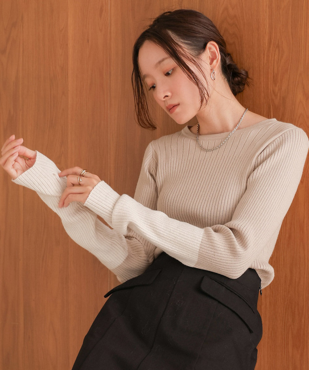 sleeve color block glitter knit tops
