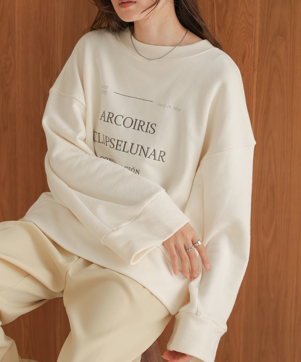 logo embroidery volume sweat tops